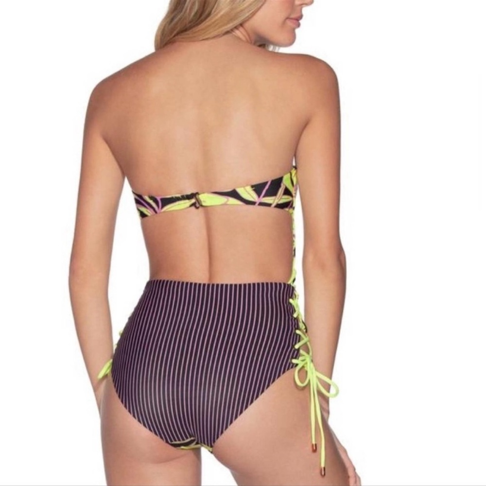 Maaji Black and Green One Piece Swimsuit with Adjustable Ties - Picture 10 of 12